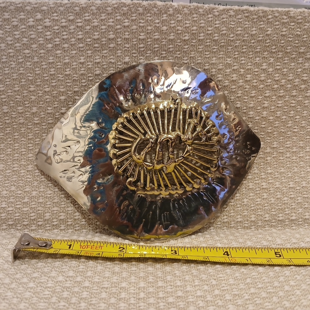 Vintage Brutalist Silver Tone Belt Buckle - Picture 3 of 4